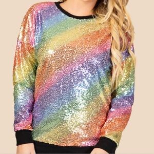 🌈 RAINBOW 🌈 Colorful Sequin Women's Sweater NEW sz 2X